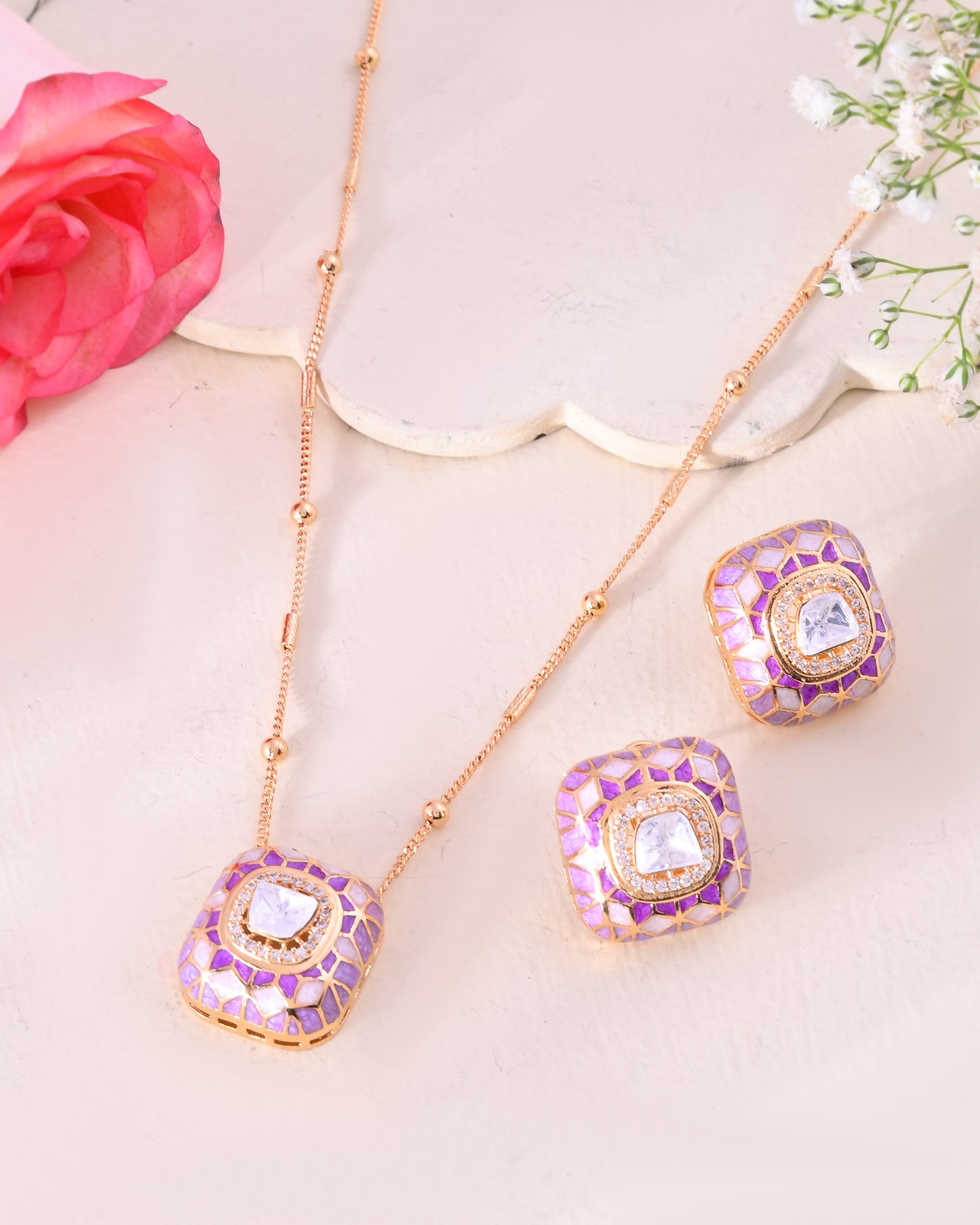 Meena rang mahal pendant set