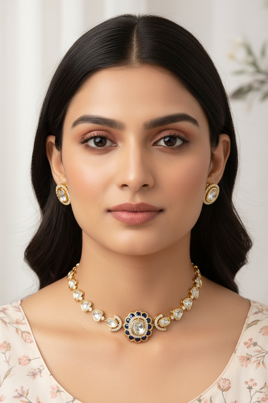 Tennis necklace with karat gold plating