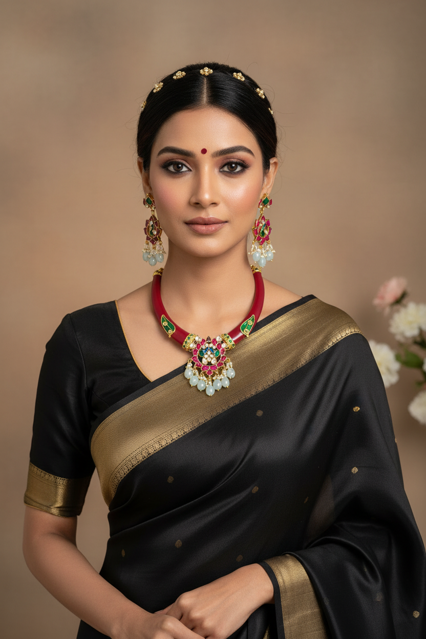 Laal rang pachi necklace