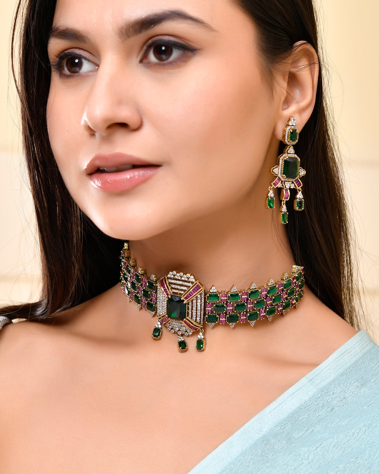 Pannika Emerald Choker Necklace set