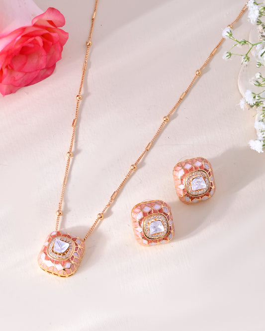 Meena rang mahal pendant set