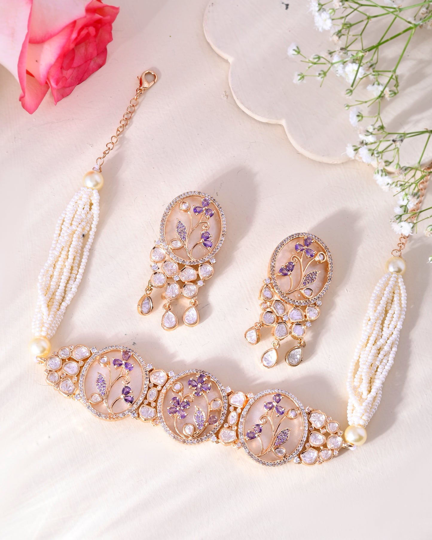 Chandni Choker in mother of pearl