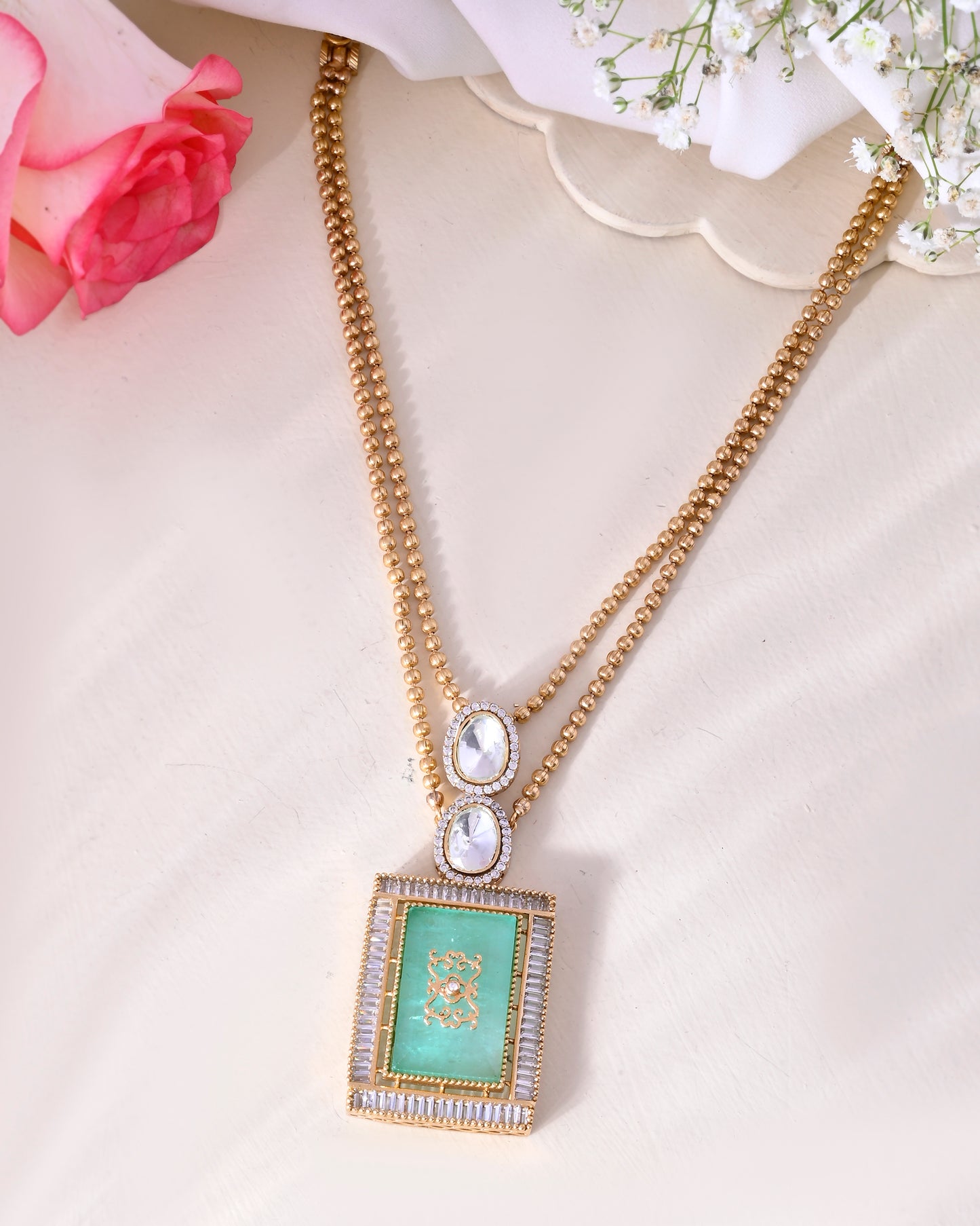 Maharani inlay layered pendant set