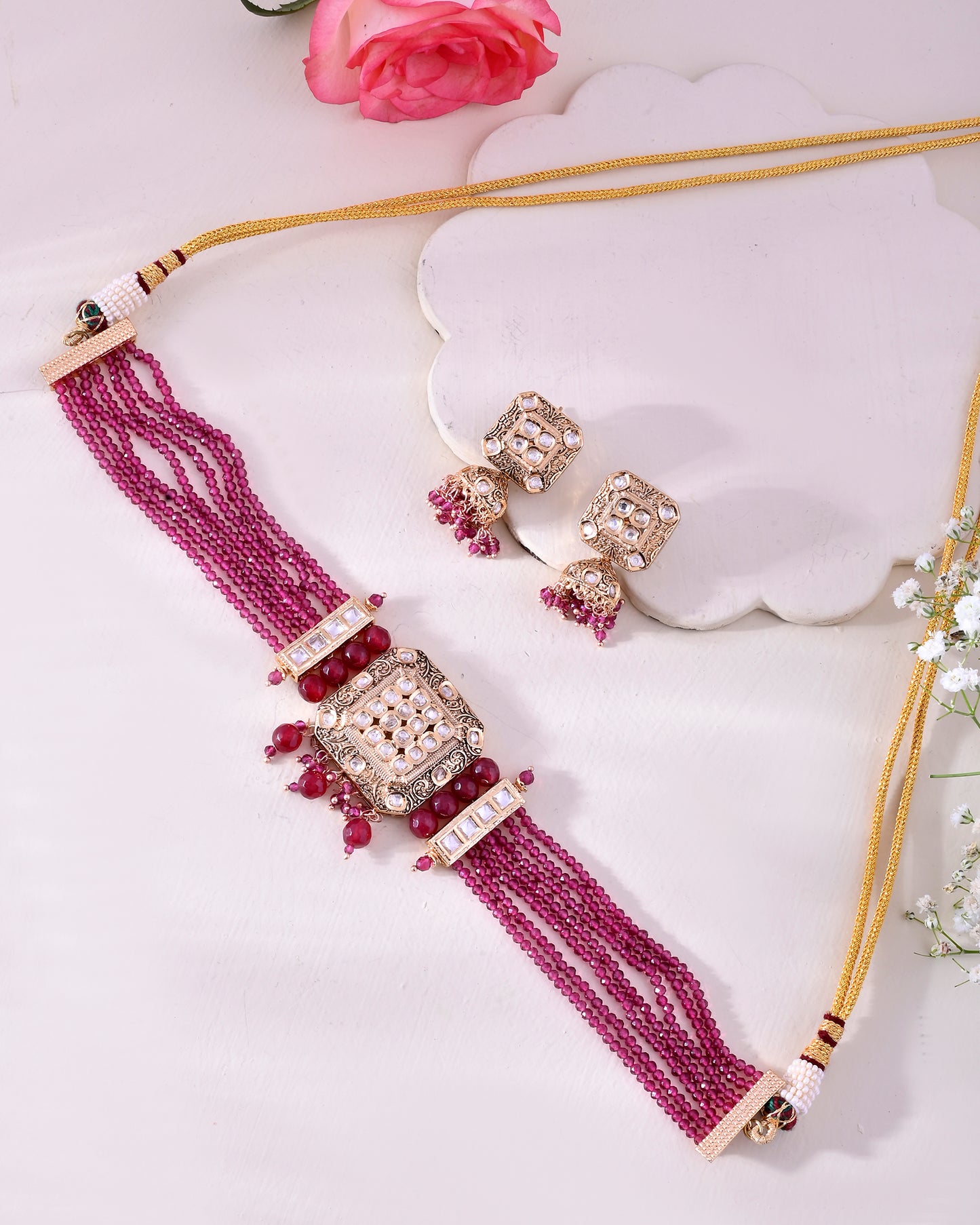 Exotic choker set thapa kundan