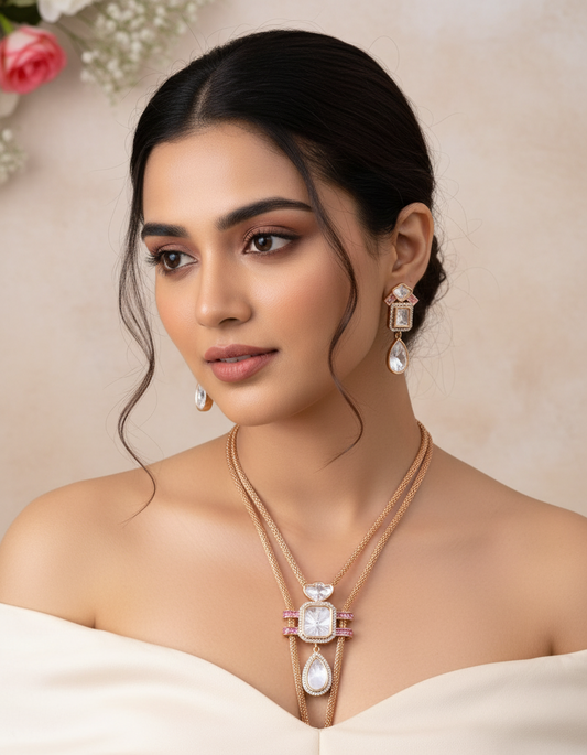 Gold necklace w/ beautiful pendant necklace set