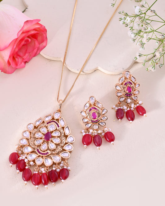 Ruby red  pendant set