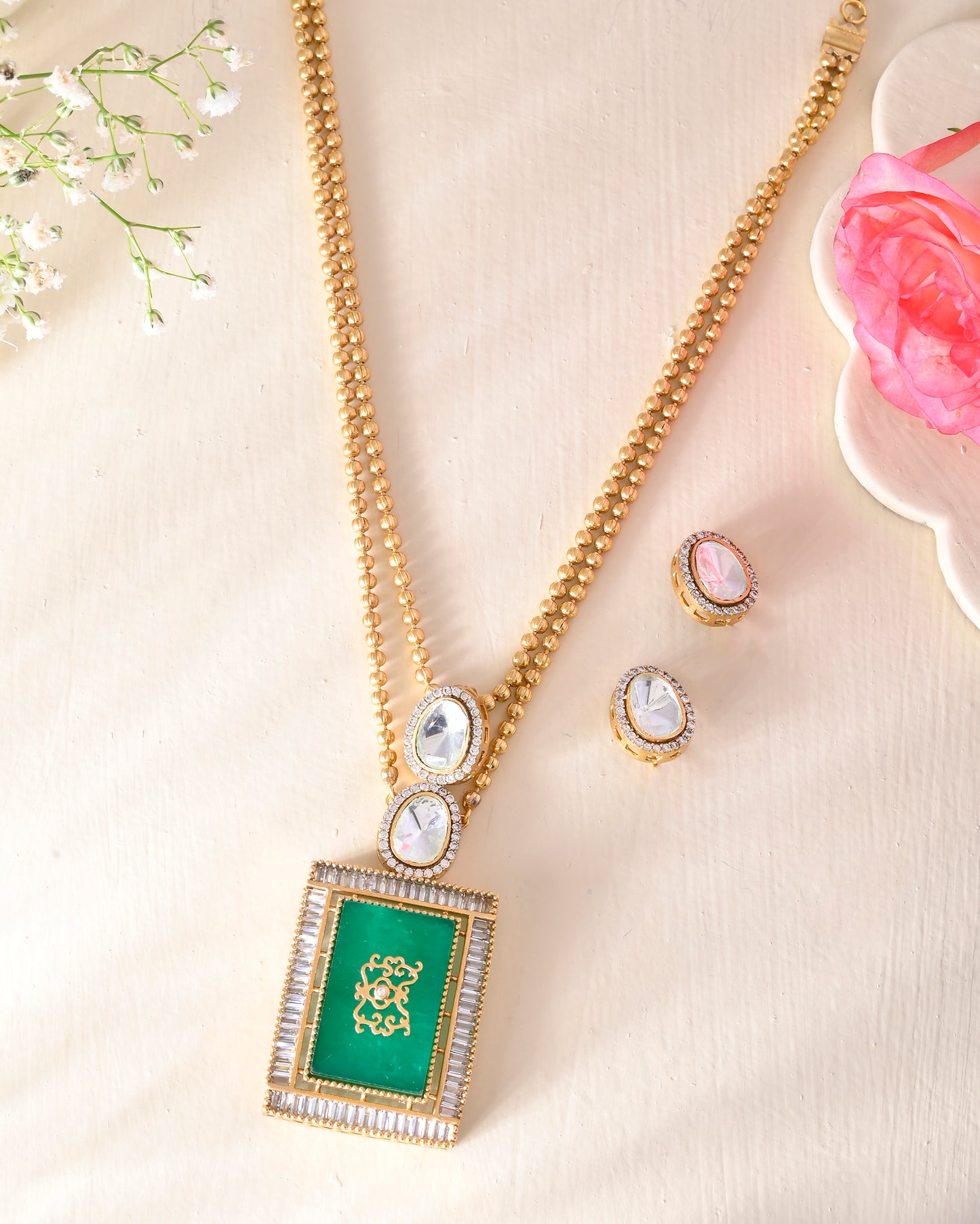 Maharani inlay layered pendant set