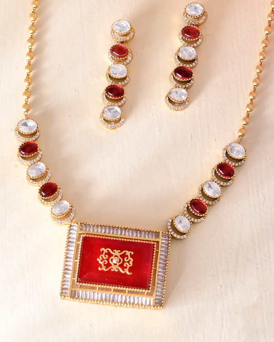 Doublet inlay ruby necklace