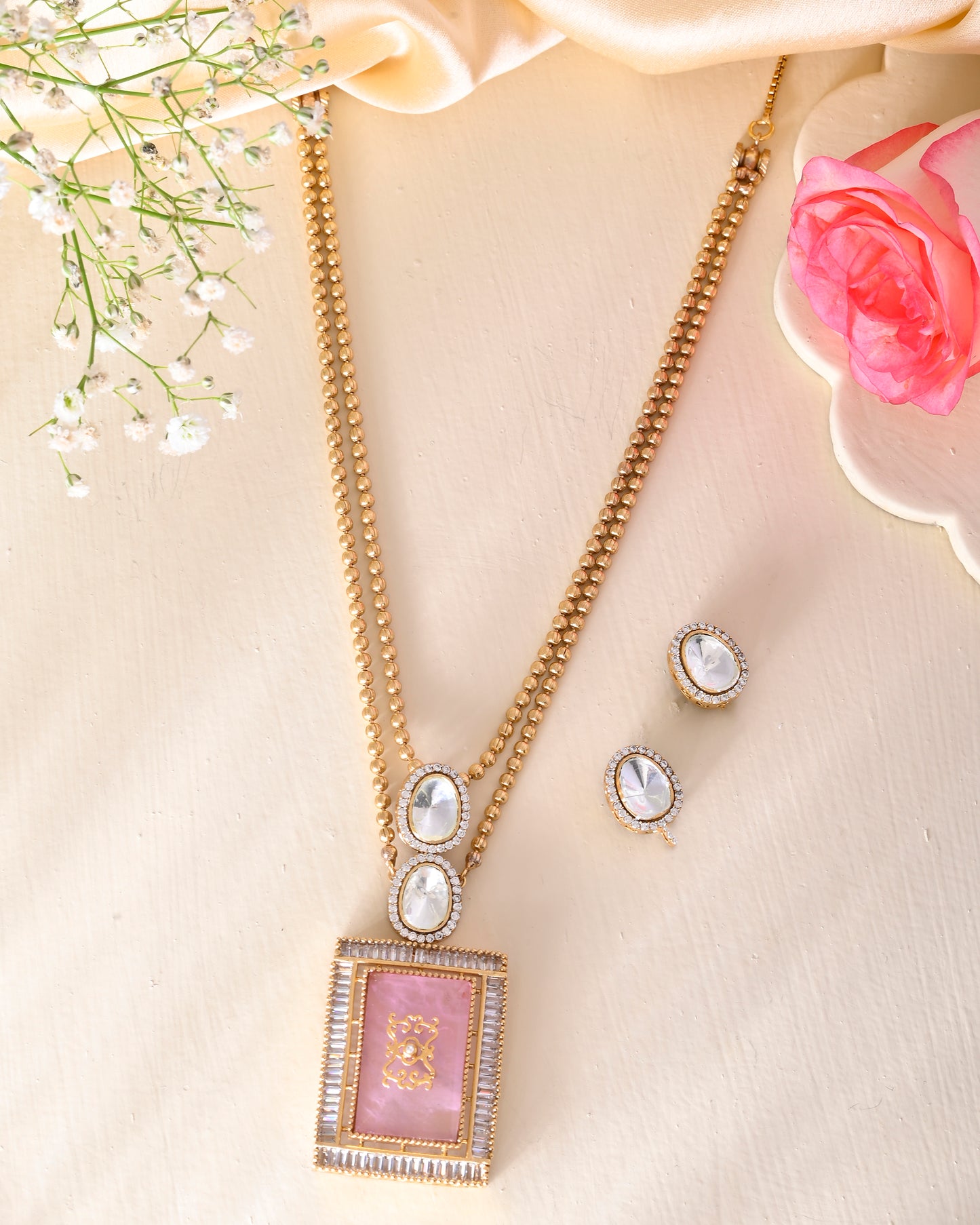Maharani inlay layered pendant set