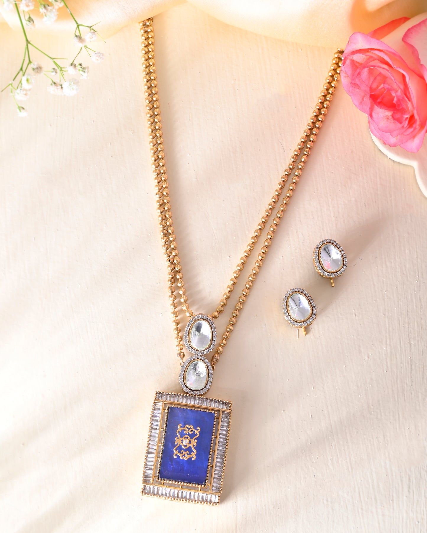 Maharani inlay layered pendant set