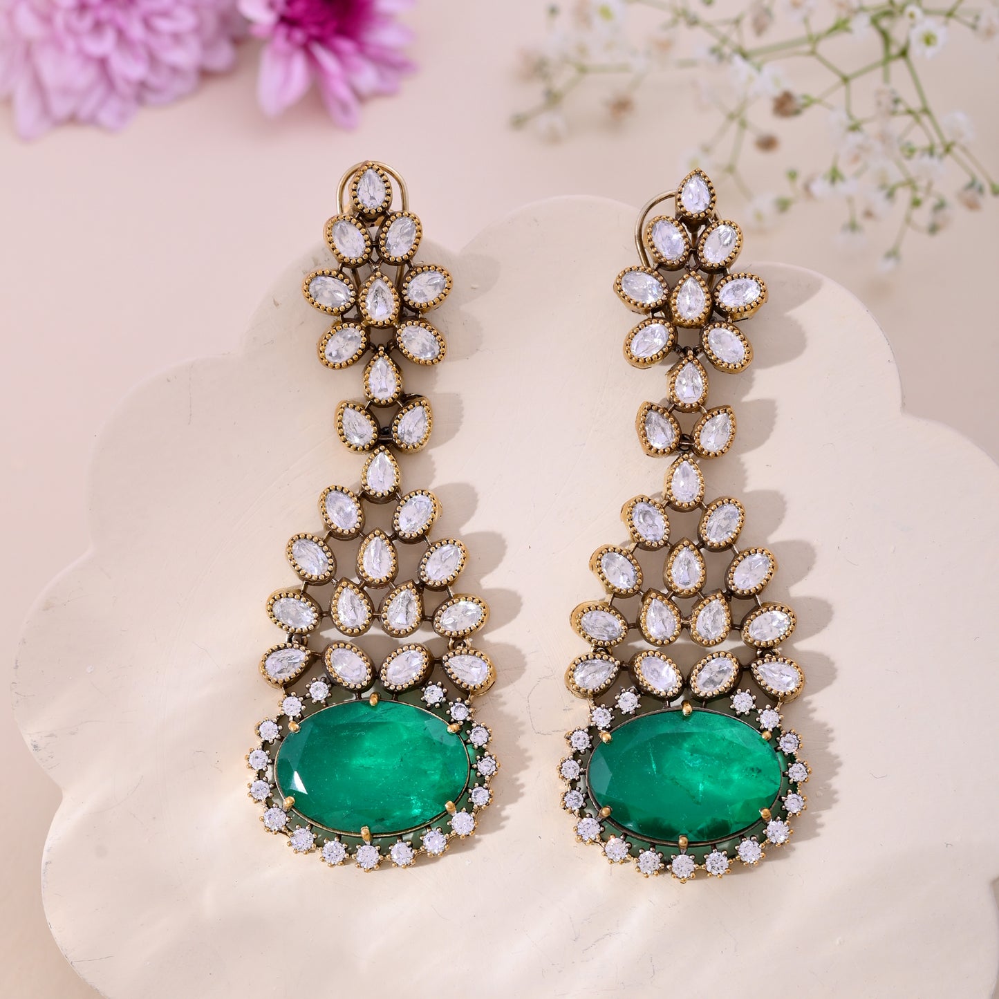 Hyderabadi Kundan statement earrings