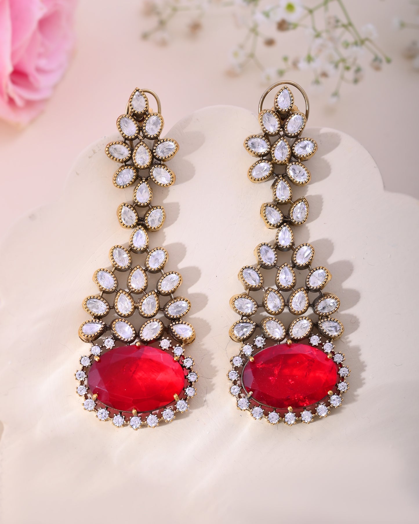 Hyderabadi Kundan statement earrings
