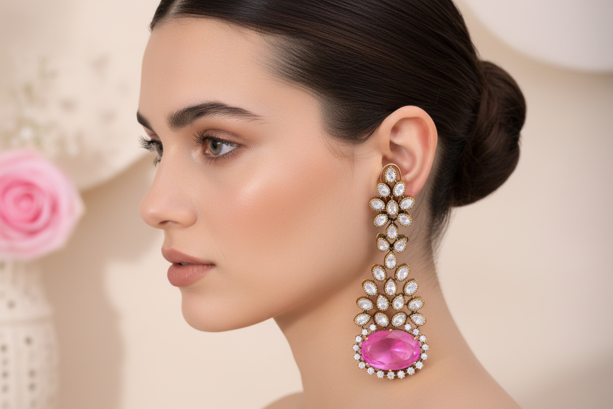 Hyderabadi Kundan statement earrings