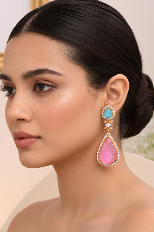 Dual stone drop earrings