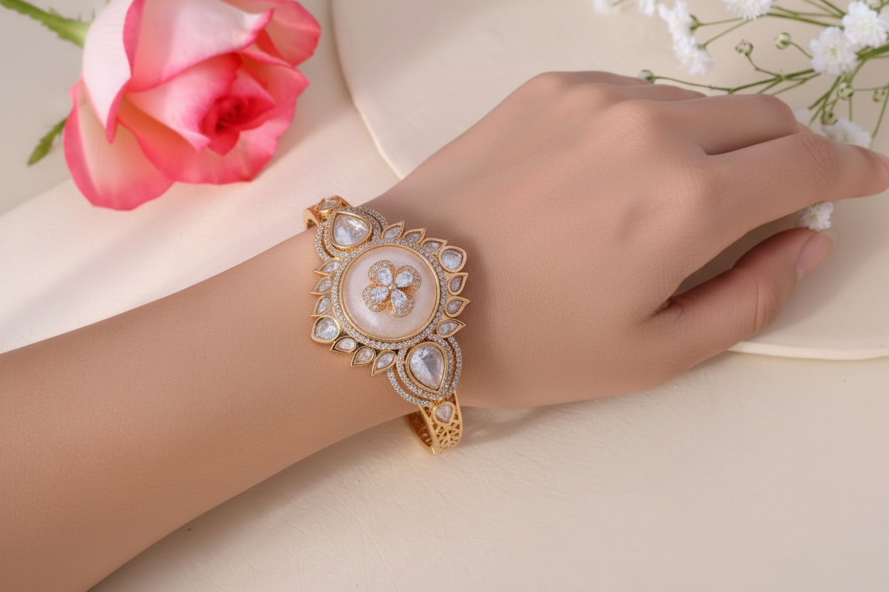 Mother of pearl bracelet gold finish