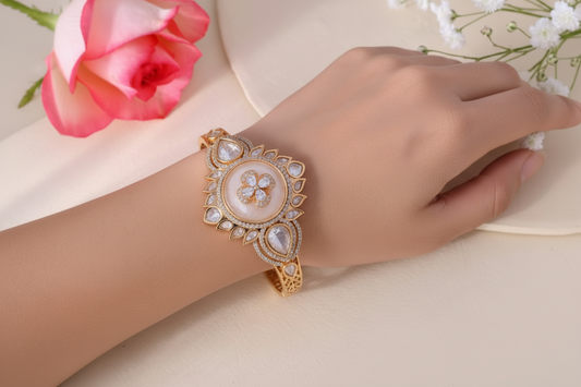 Mother of pearl bracelet gold finish