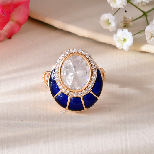 Classic minakari ring with uncut polki