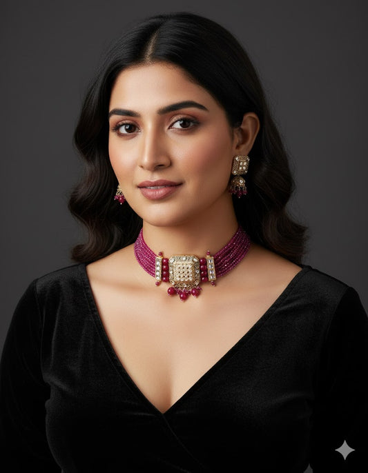 Exotic choker set thapa kundan
