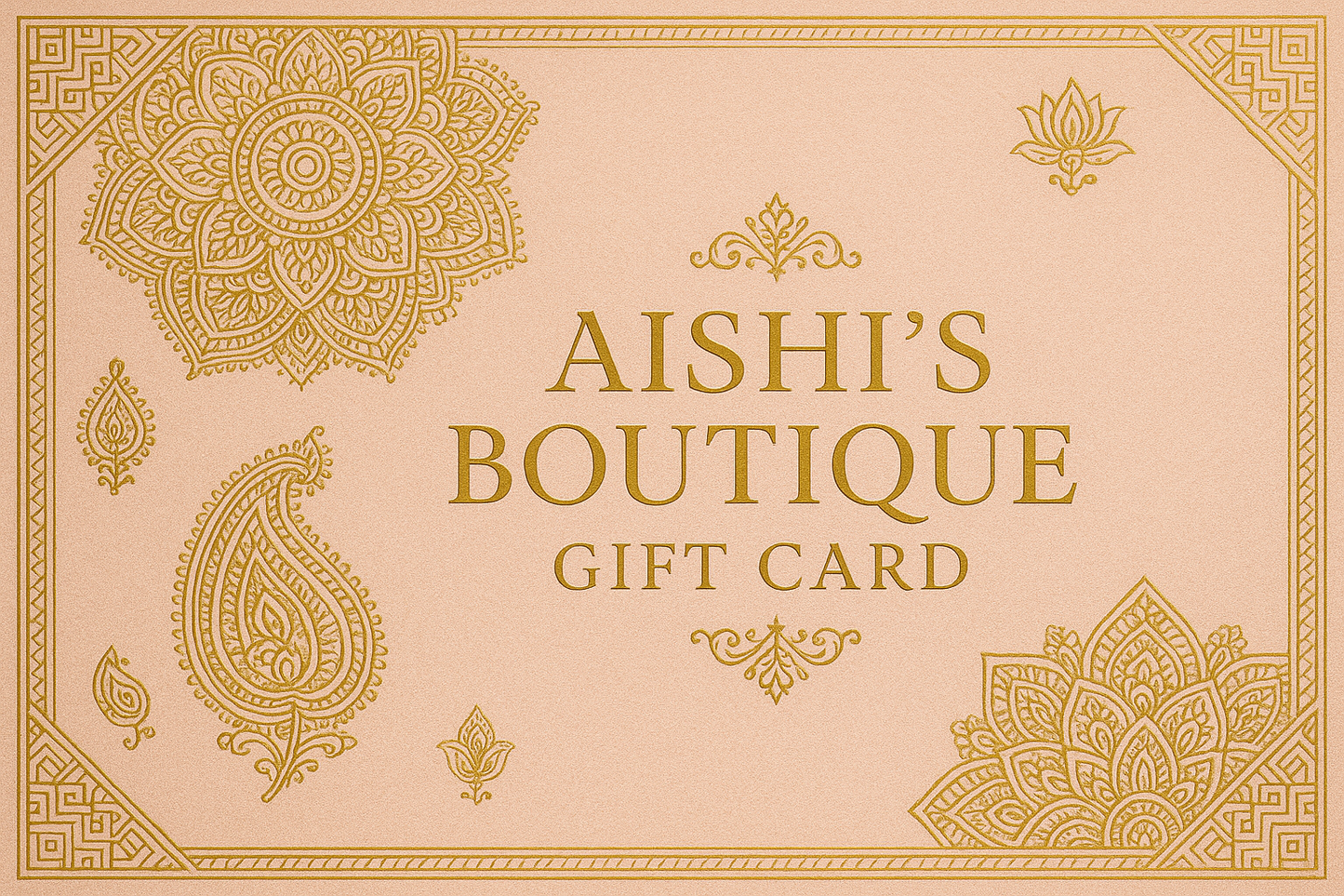 Make the background light pink and name it as Aishi's Boutique Gift Card